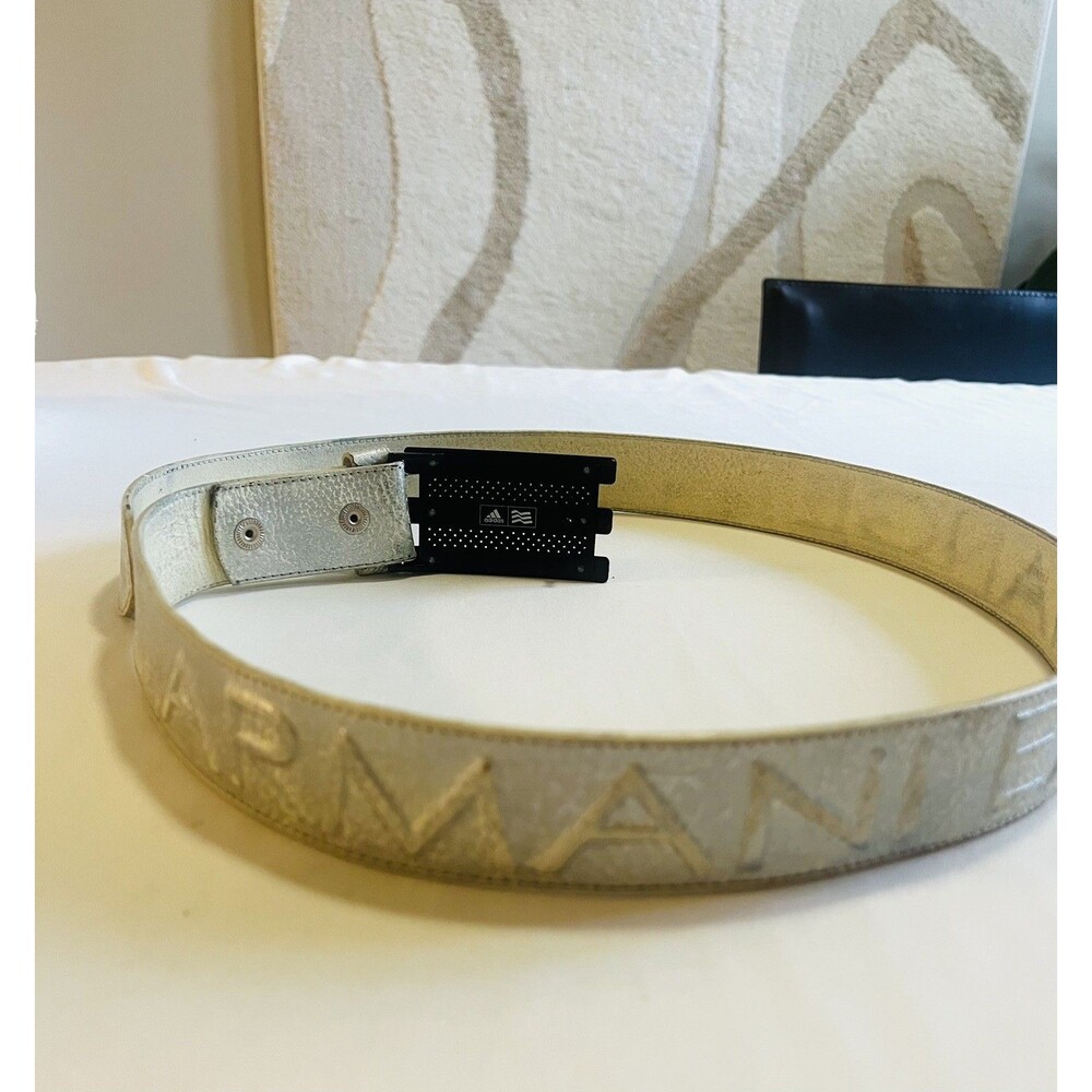 Armani Exchange Leather Logo Belt Sz 36 With Adidas Buckle Custom Y2K Gorpcore